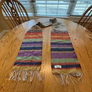 John Hanly & Co Ireland 100% Wool Scarf Unisex Grey Stripes